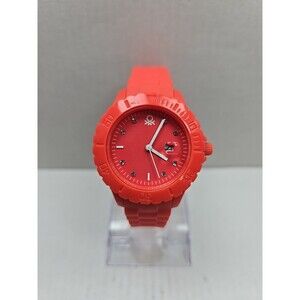United Colors Of Benetton Neon Pink Silicone Watch 5 ATM Quartz New Battery